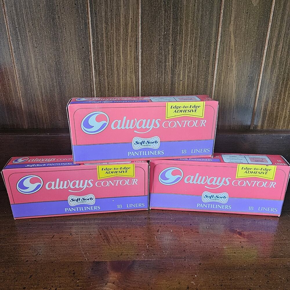 3 Always Contour Pantyliners Box With Soft-sorb Vintage NOS 90's 46 Total Prop